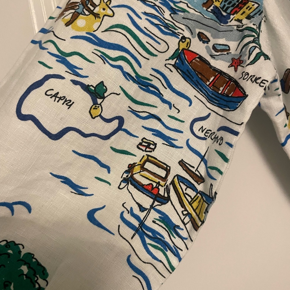 Boden linen dress NWT Cleo tunic dress US 6 Amalfi Italy scenery on ivory linen - Picture 2 of 12